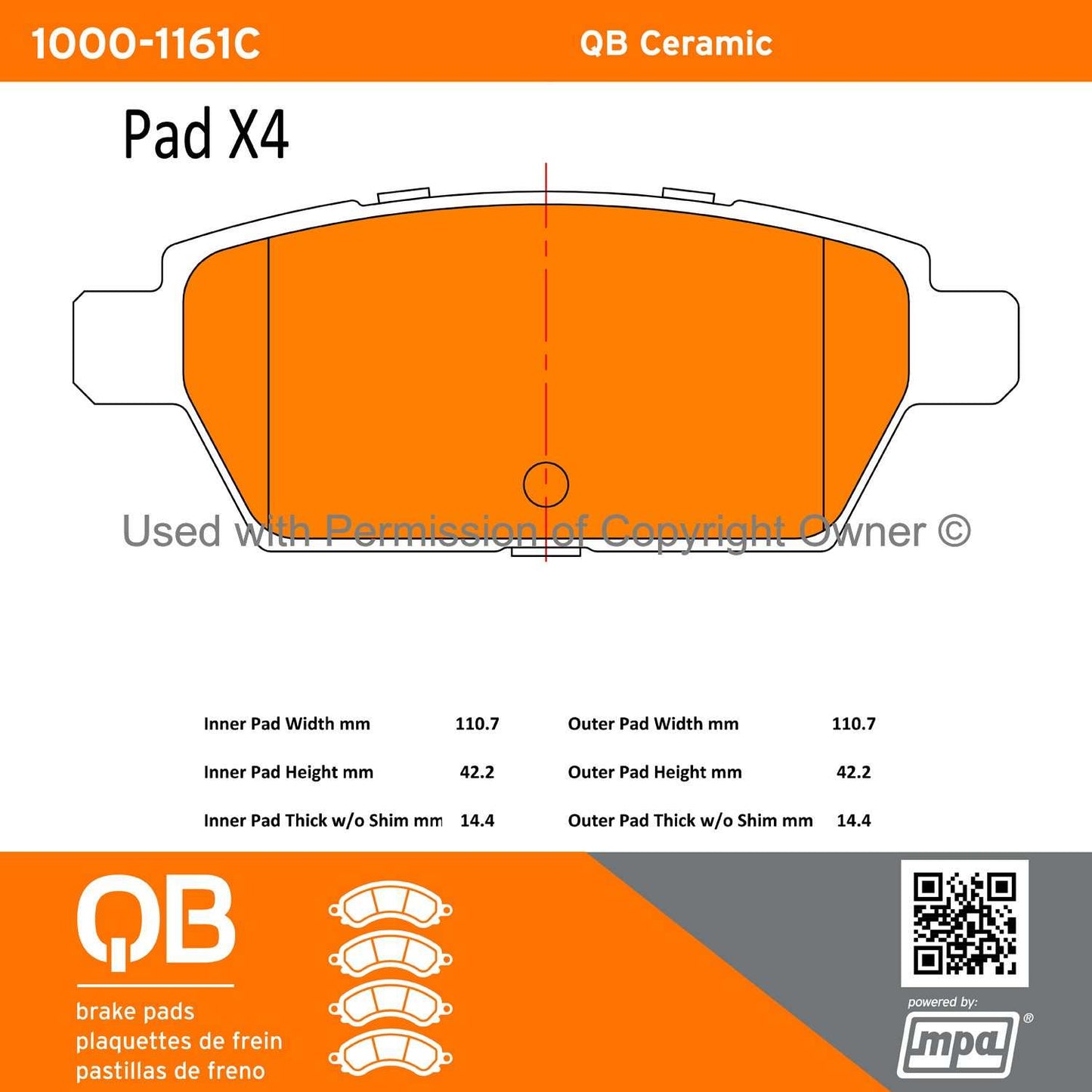 Other View of Rear Disc Brake Pad Set MPA 1000-1161C