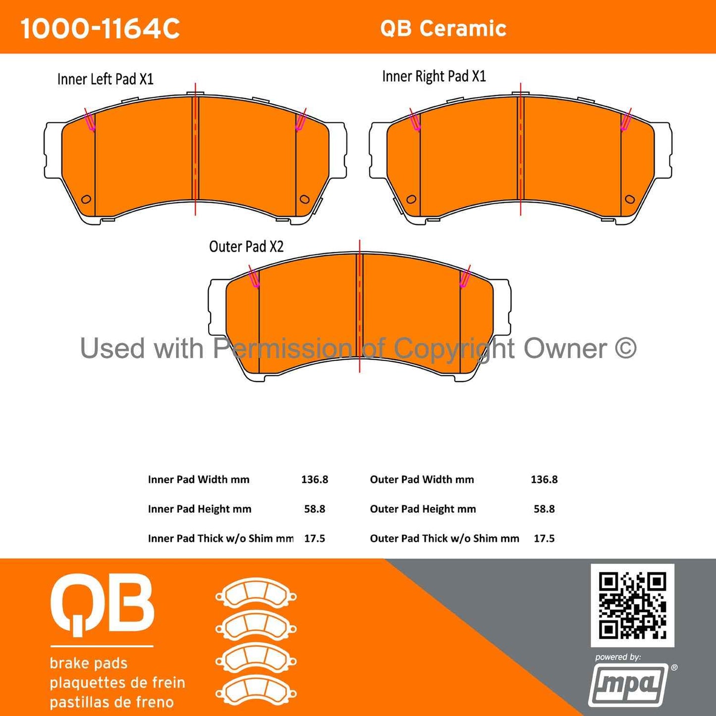 Other View of Front Disc Brake Pad Set MPA 1000-1164C