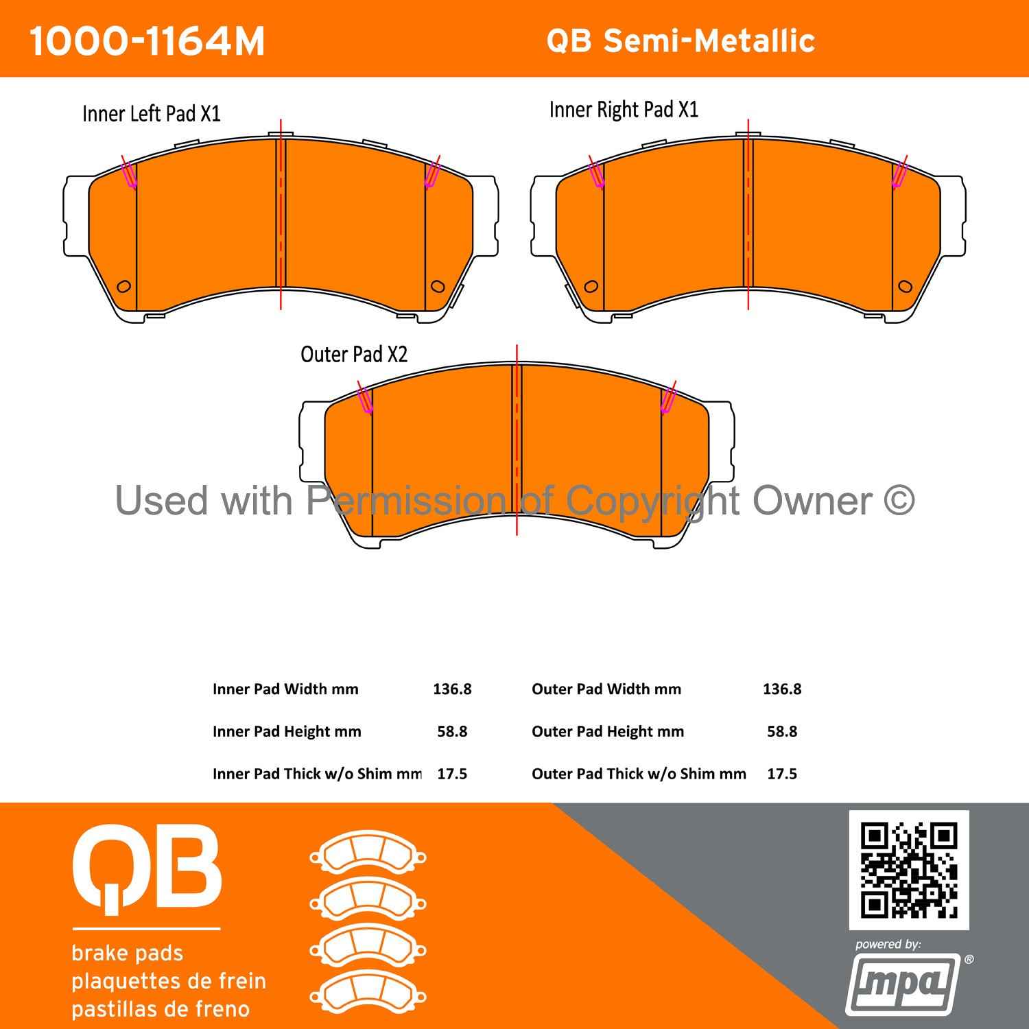 Other View of Front Disc Brake Pad Set MPA 1000-1164M