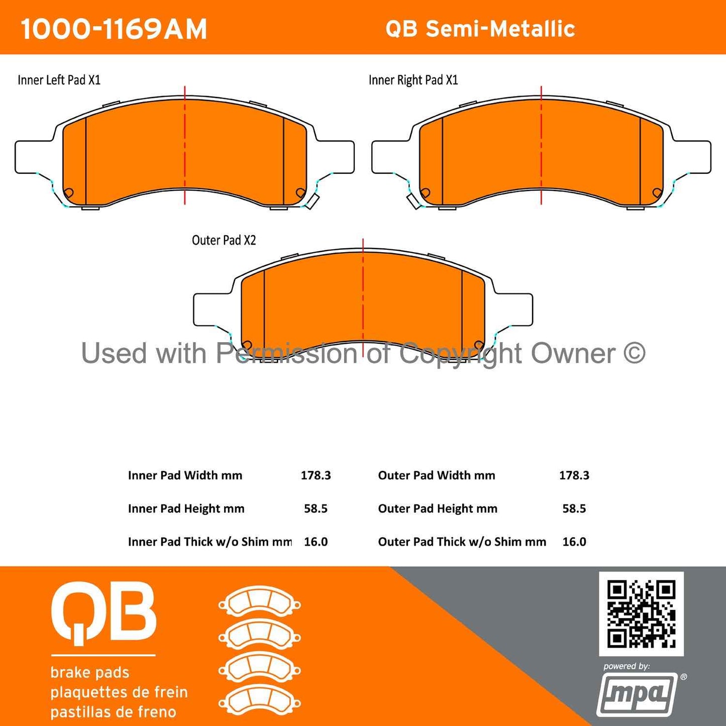 Other View of Front Disc Brake Pad Set MPA 1000-1169AM