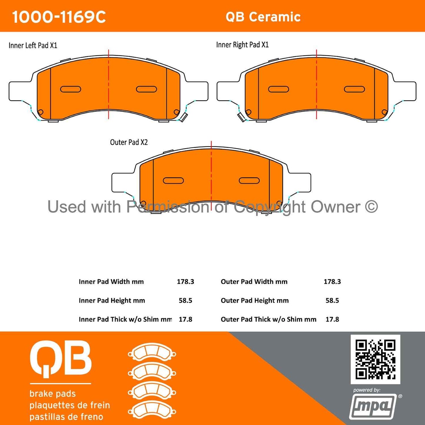 Other View of Front Disc Brake Pad Set MPA 1000-1169C