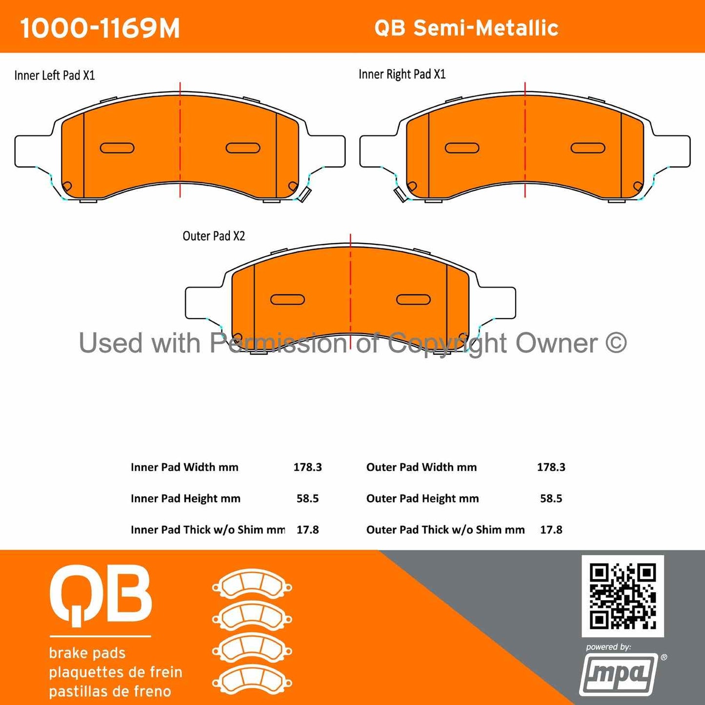 Other View of Front Disc Brake Pad Set MPA 1000-1169M