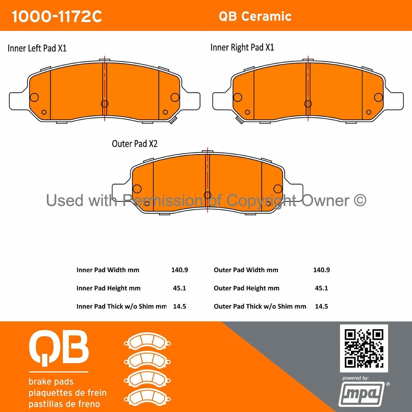 Other View of Rear Disc Brake Pad Set MPA 1000-1172C