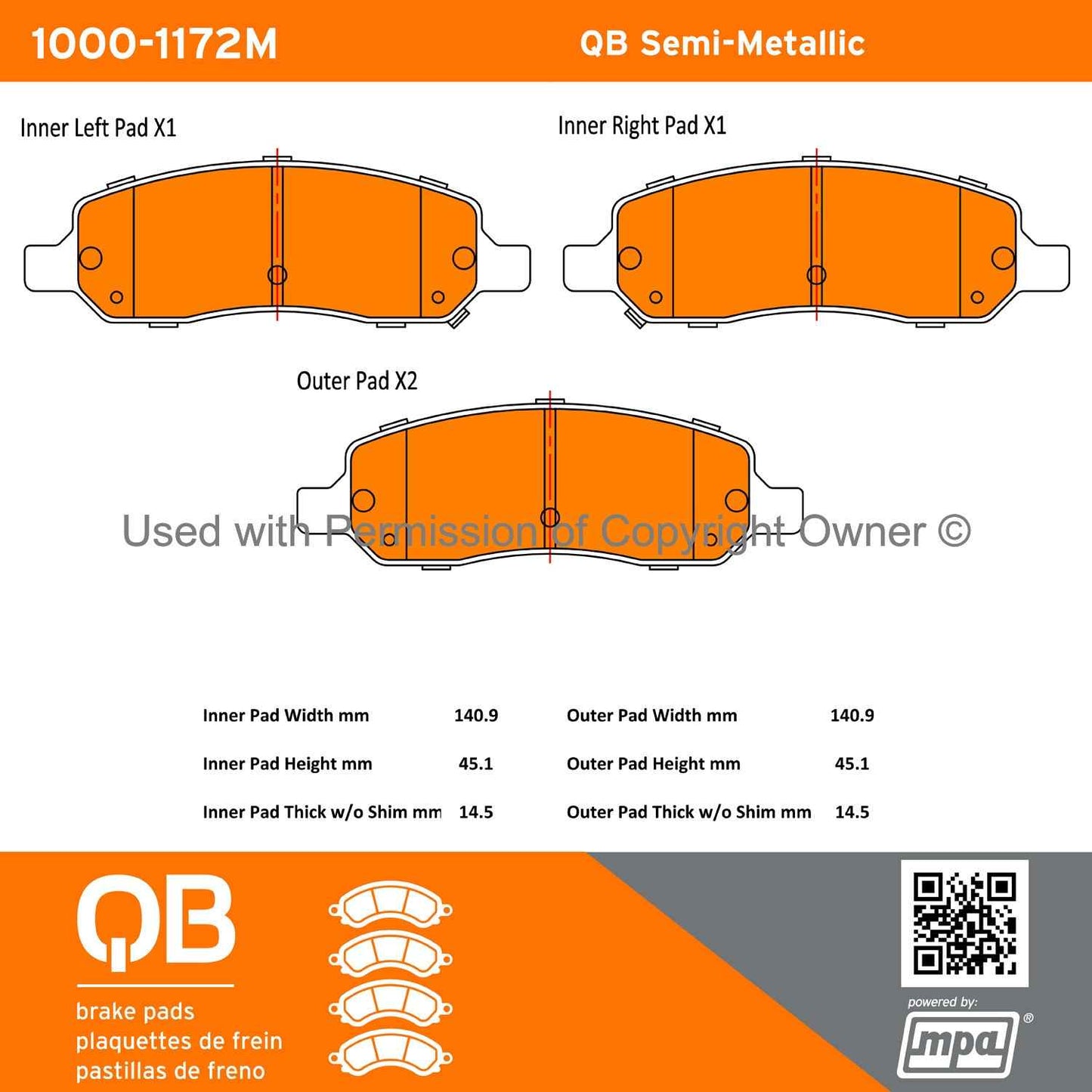 Other View of Rear Disc Brake Pad Set MPA 1000-1172M