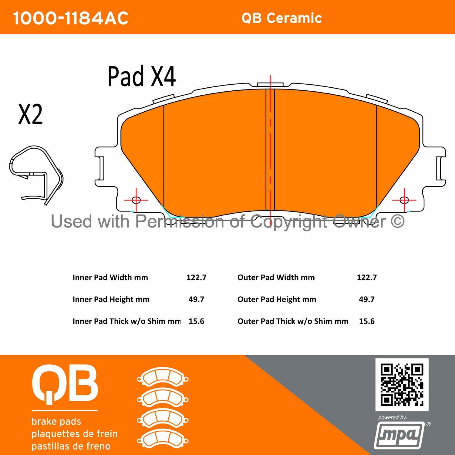 Other View of Front Disc Brake Pad Set MPA 1000-1184AC