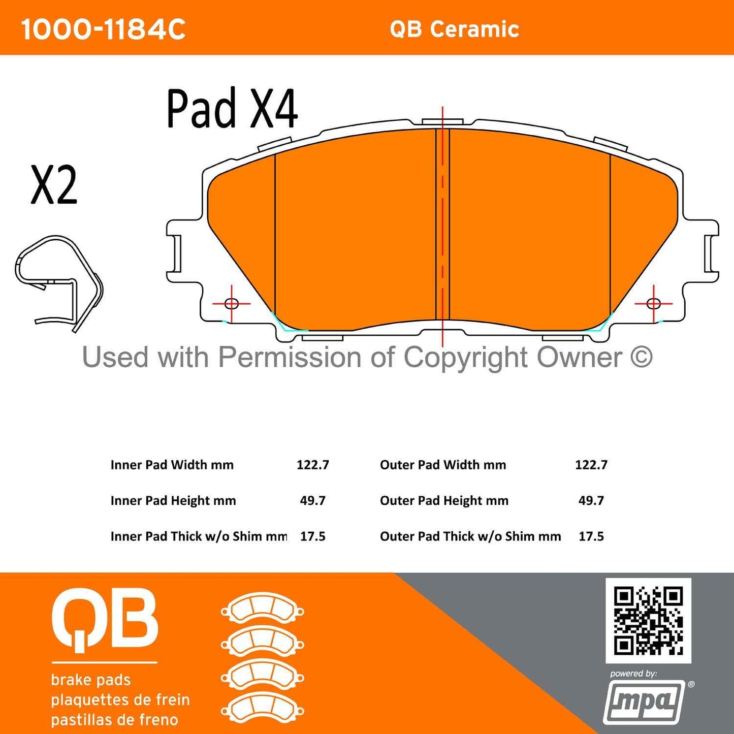 Other View of Front Disc Brake Pad Set MPA 1000-1184C