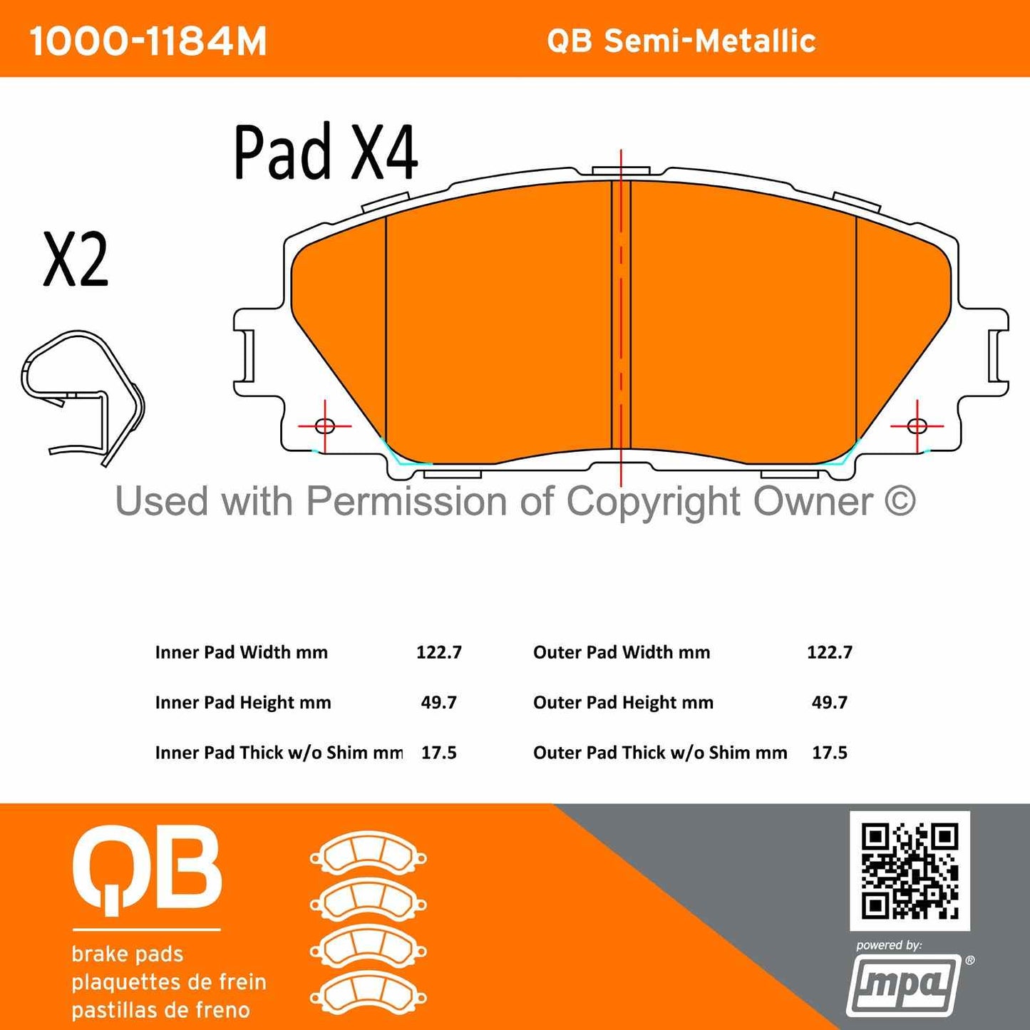 Other View of Front Disc Brake Pad Set MPA 1000-1184M