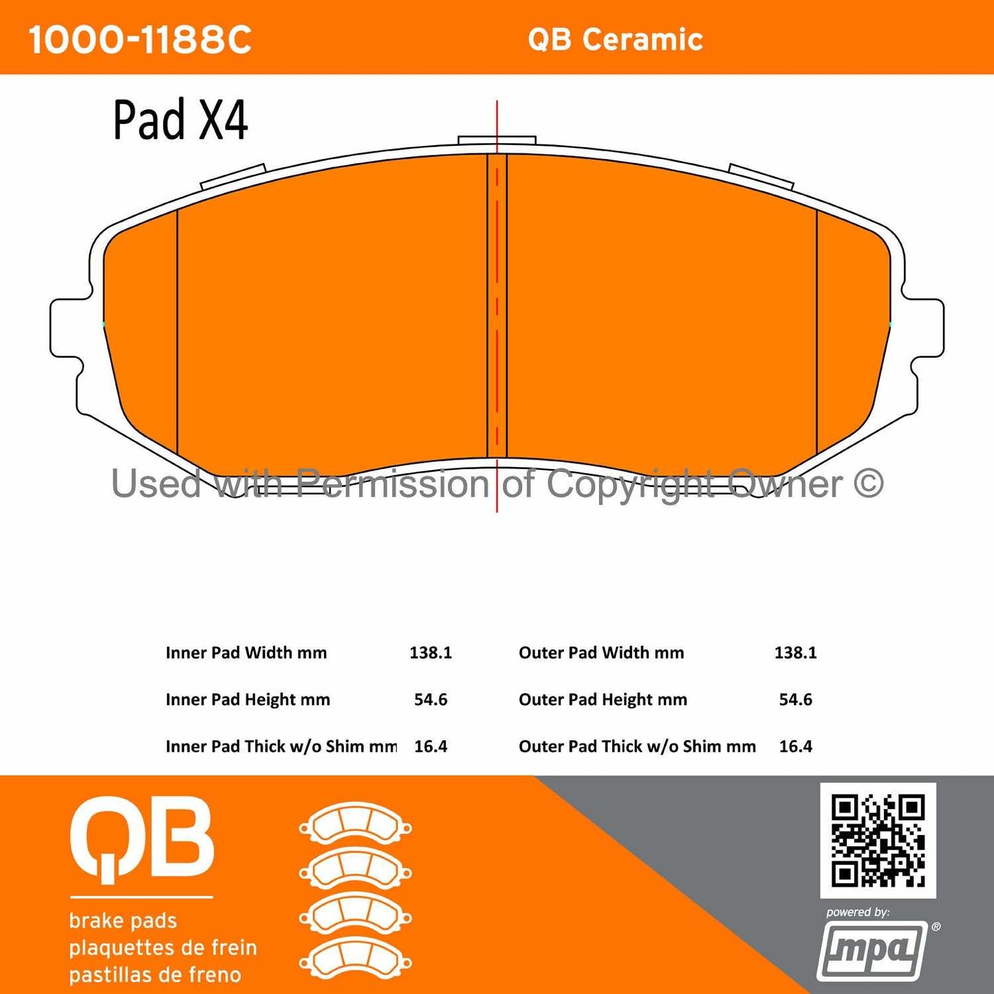 Other View of Front Disc Brake Pad Set MPA 1000-1188C