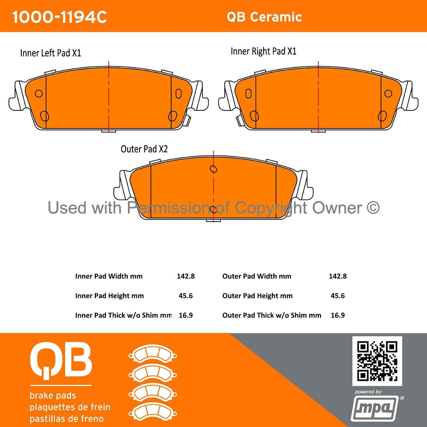 Other View of Rear Disc Brake Pad Set MPA 1000-1194C