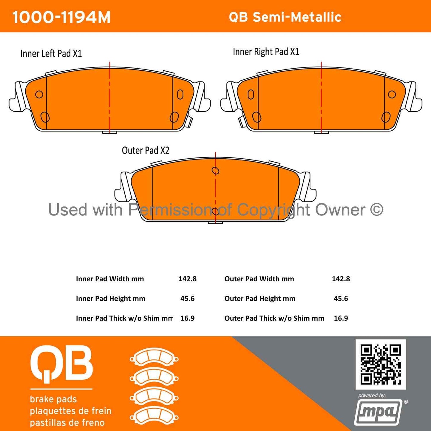 Other View of Rear Disc Brake Pad Set MPA 1000-1194M