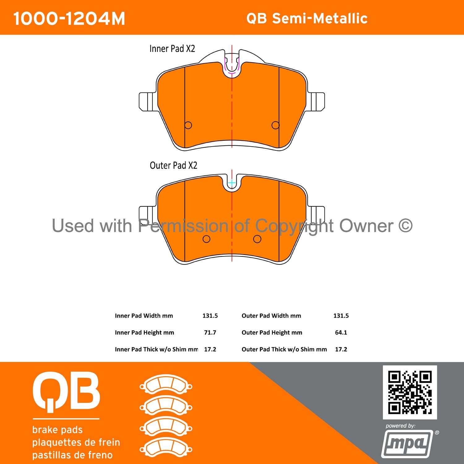 Other View of Front Disc Brake Pad Set MPA 1000-1204M