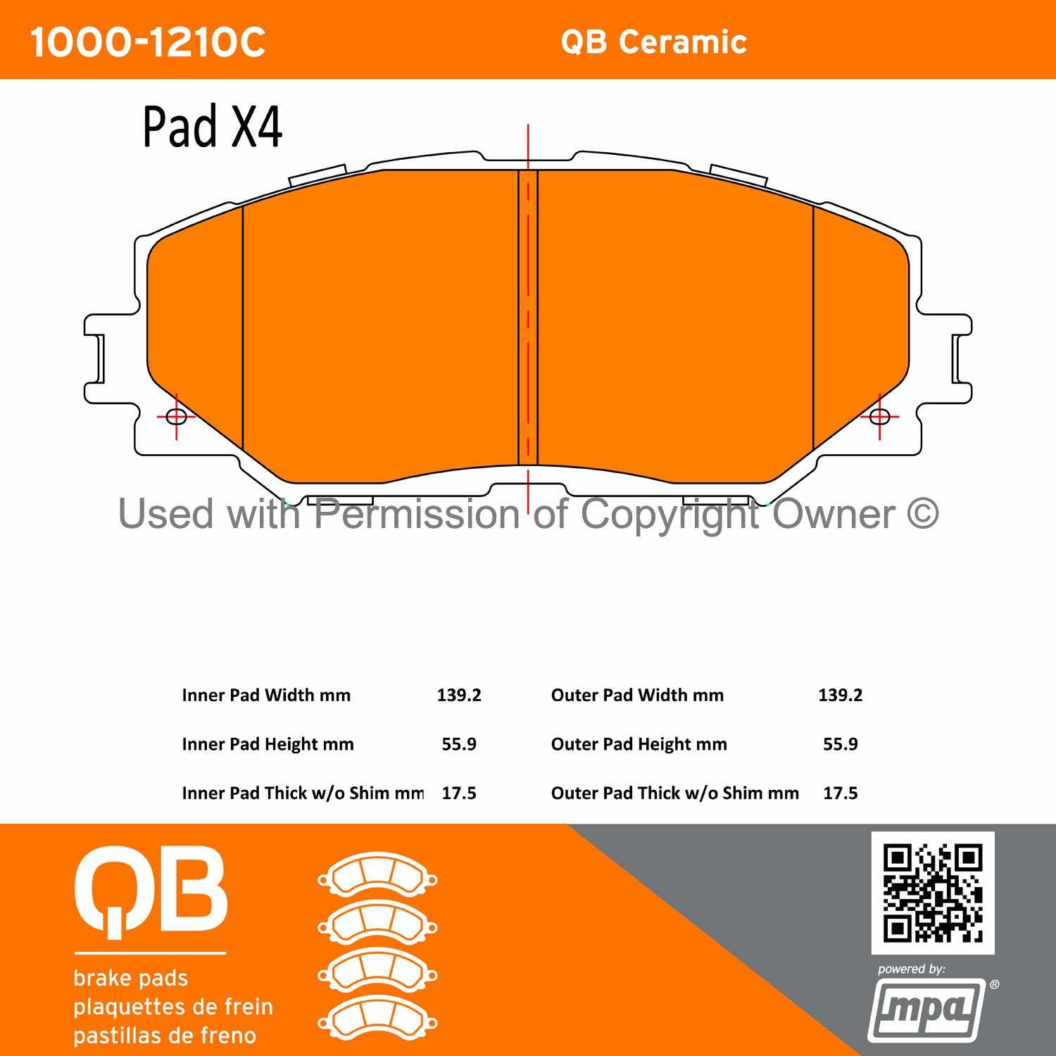 Other View of Front Disc Brake Pad Set MPA 1000-1210C