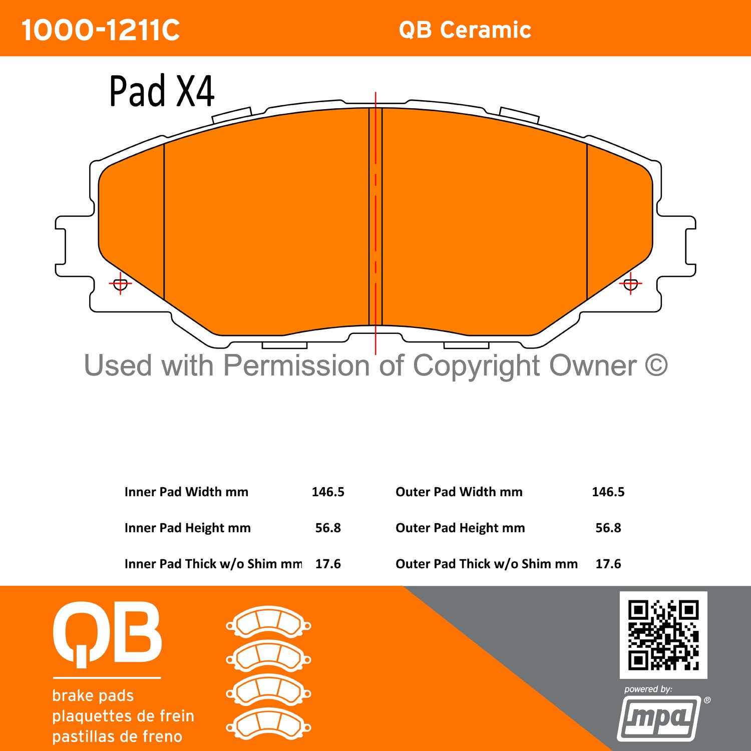 Other View of Front Disc Brake Pad Set MPA 1000-1211C