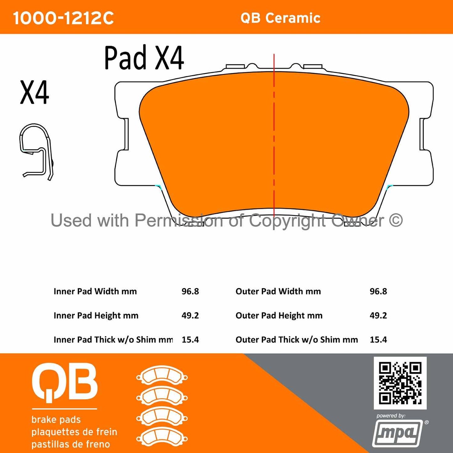 Other View of Rear Disc Brake Pad Set MPA 1000-1212C