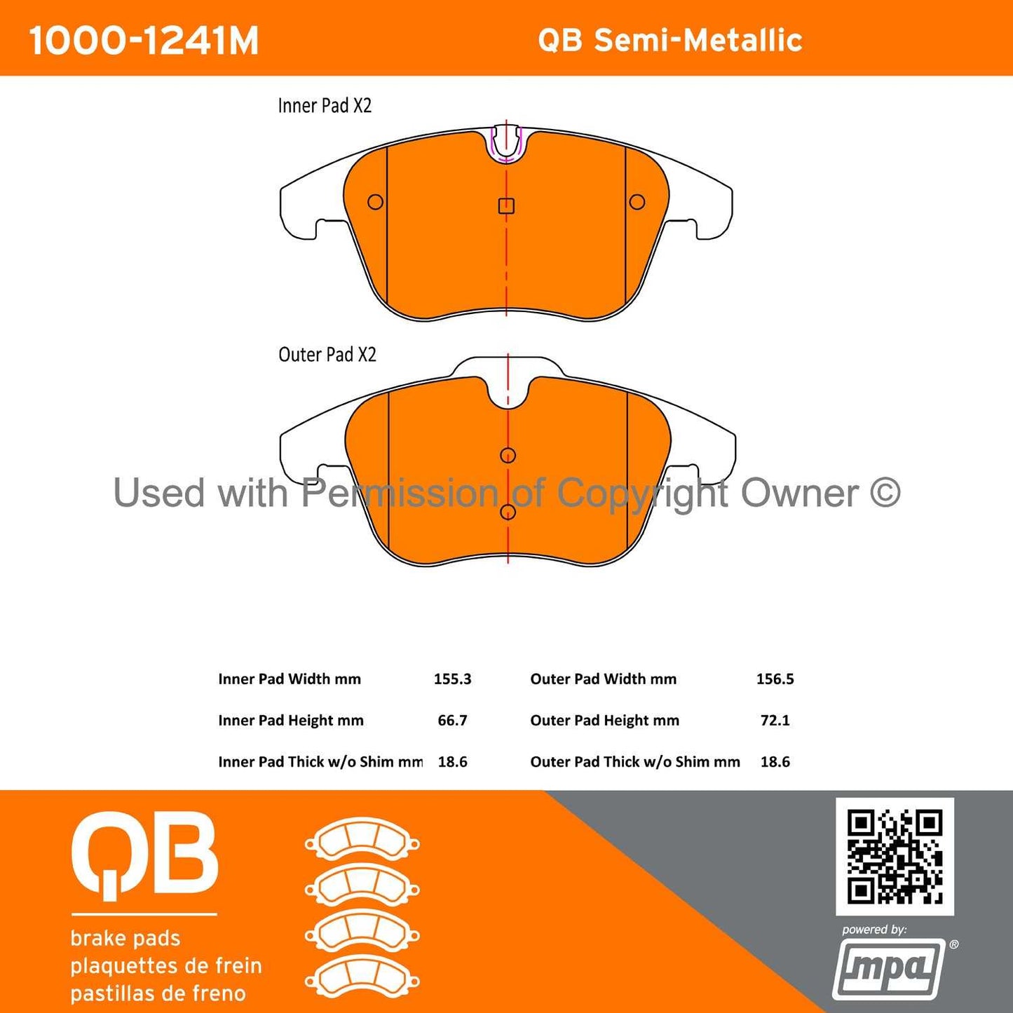 Other View of Front Disc Brake Pad Set MPA 1000-1241M