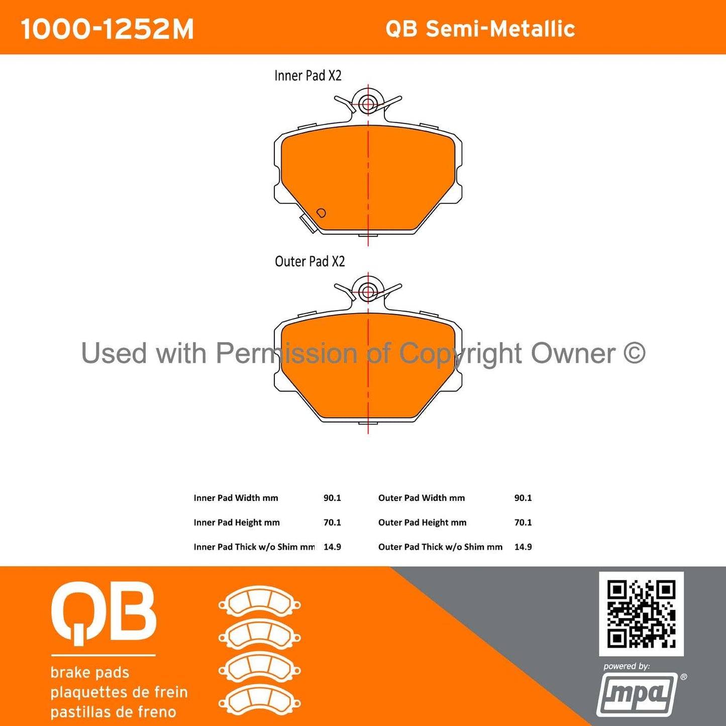 Other View of Front Disc Brake Pad Set MPA 1000-1252M