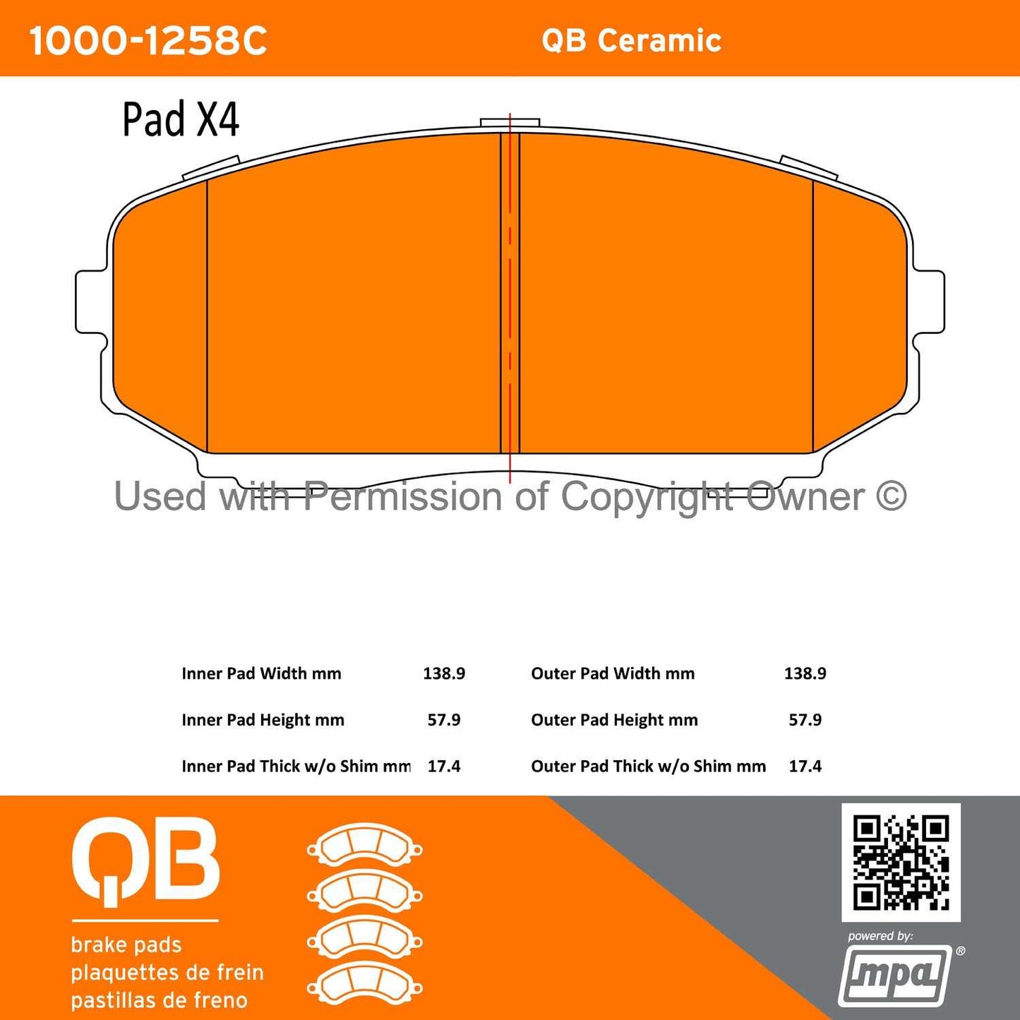 Other View of Front Disc Brake Pad Set MPA 1000-1258C