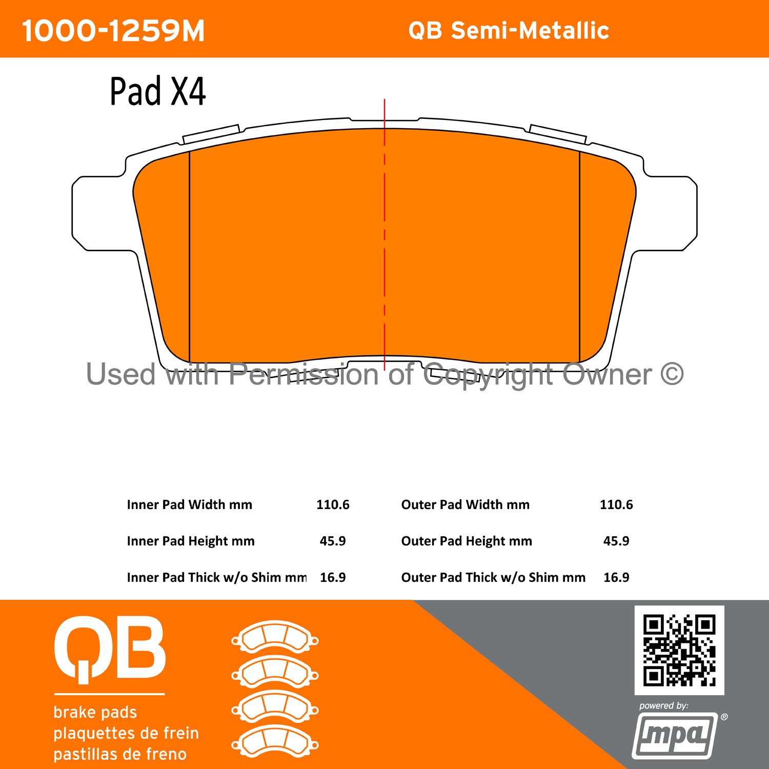 Other View of Rear Disc Brake Pad Set MPA 1000-1259M