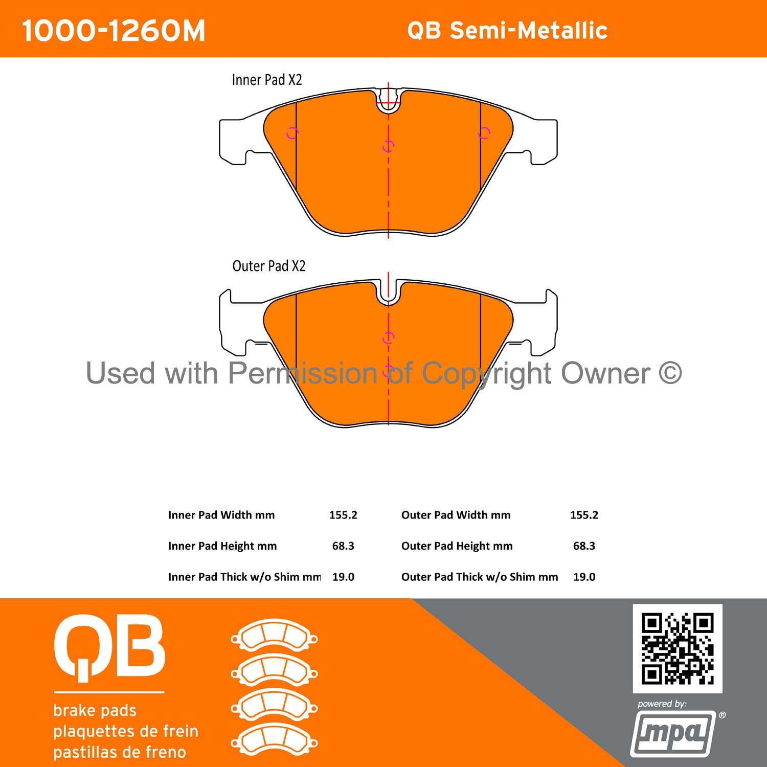 Other View of Front Disc Brake Pad Set MPA 1000-1260M