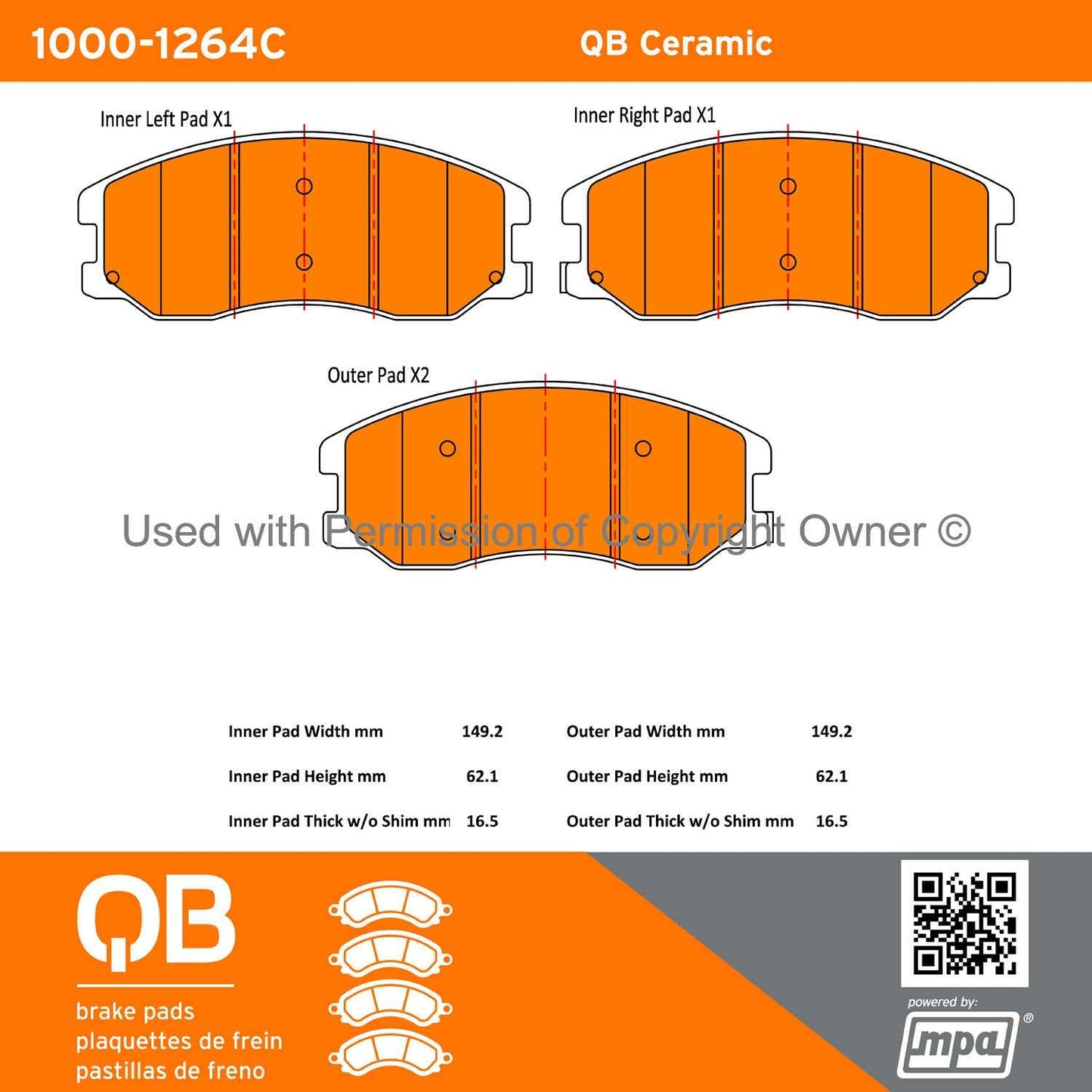 Other View of Front Disc Brake Pad Set MPA 1000-1264C