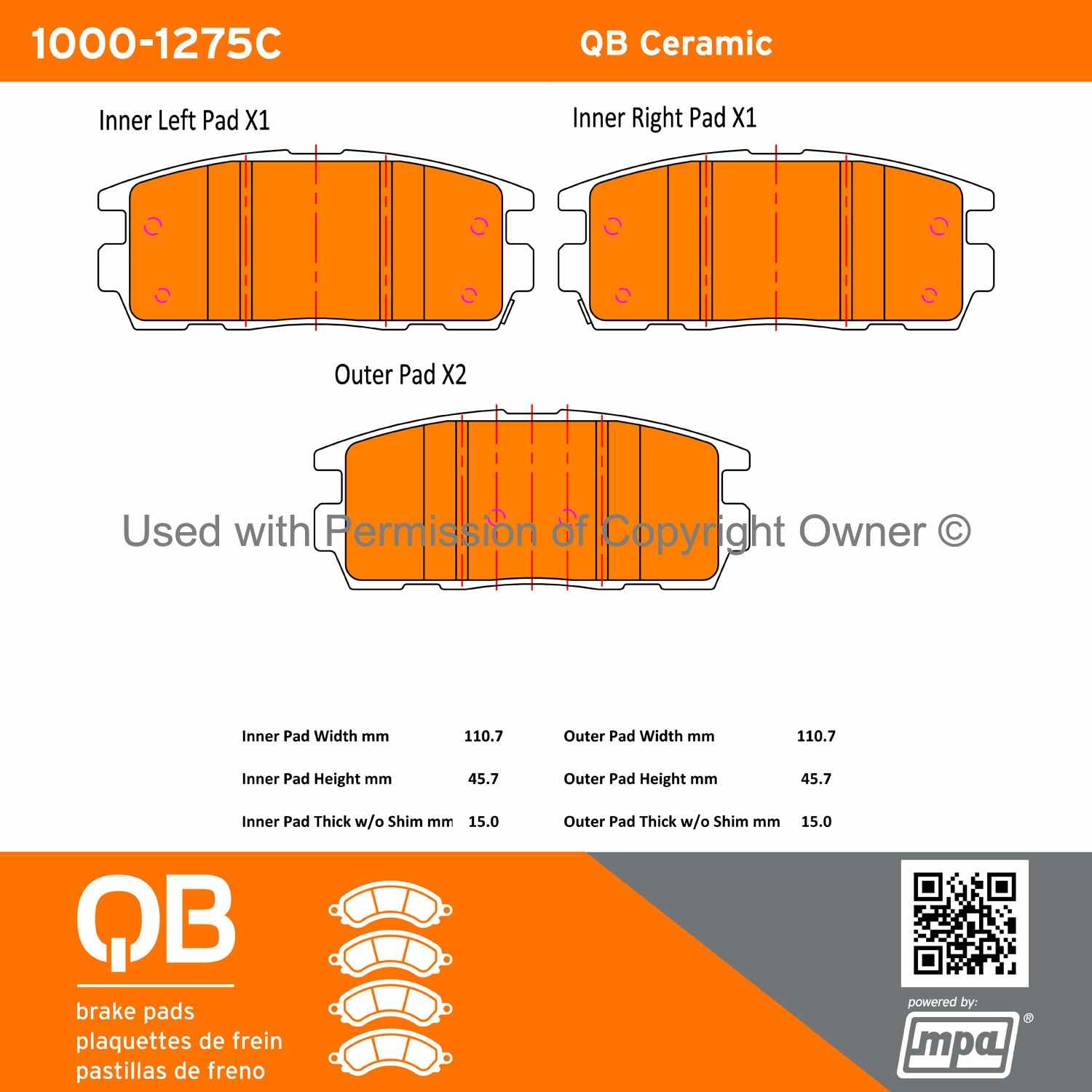 Other View of Rear Disc Brake Pad Set MPA 1000-1275C