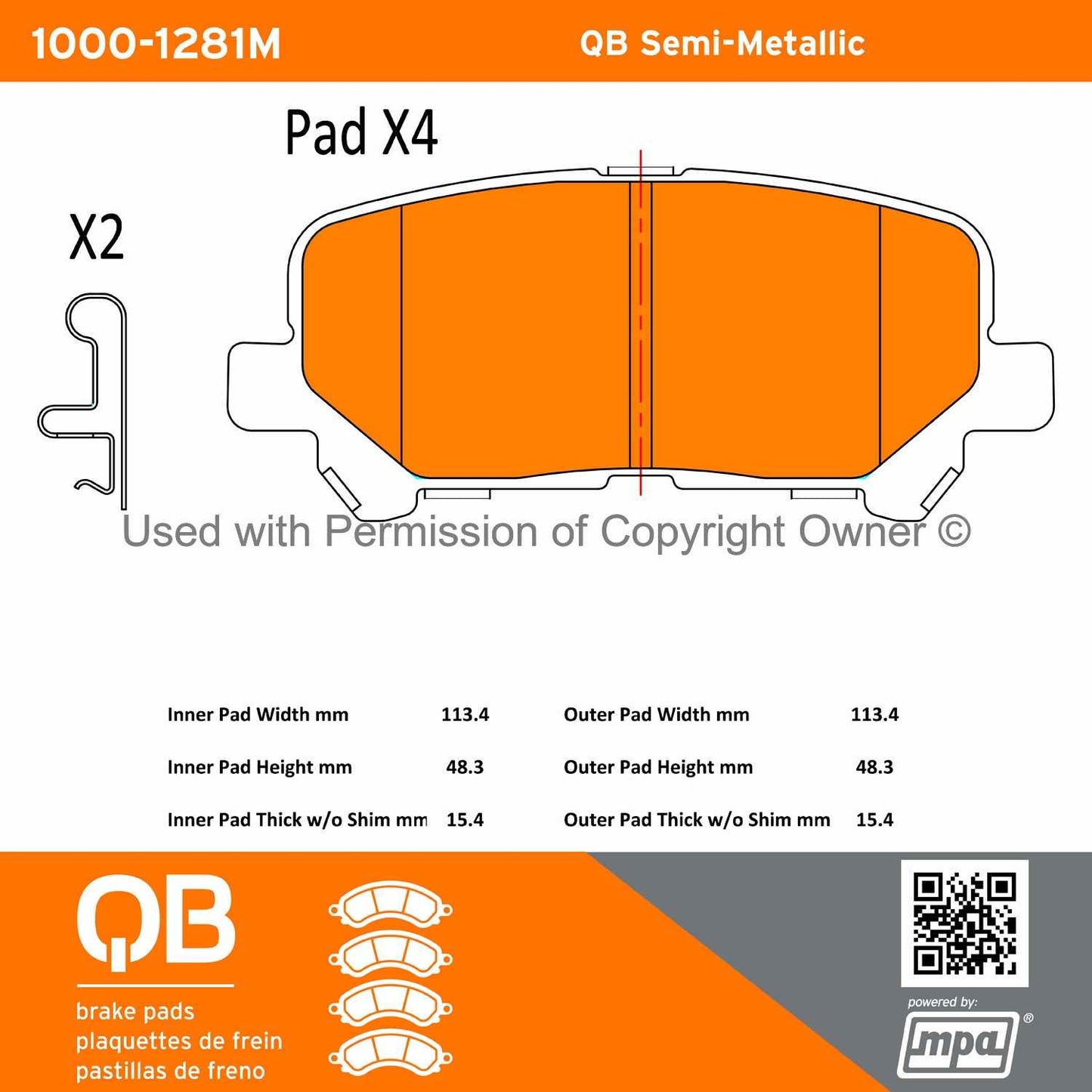 Other View of Rear Disc Brake Pad Set MPA 1000-1281M