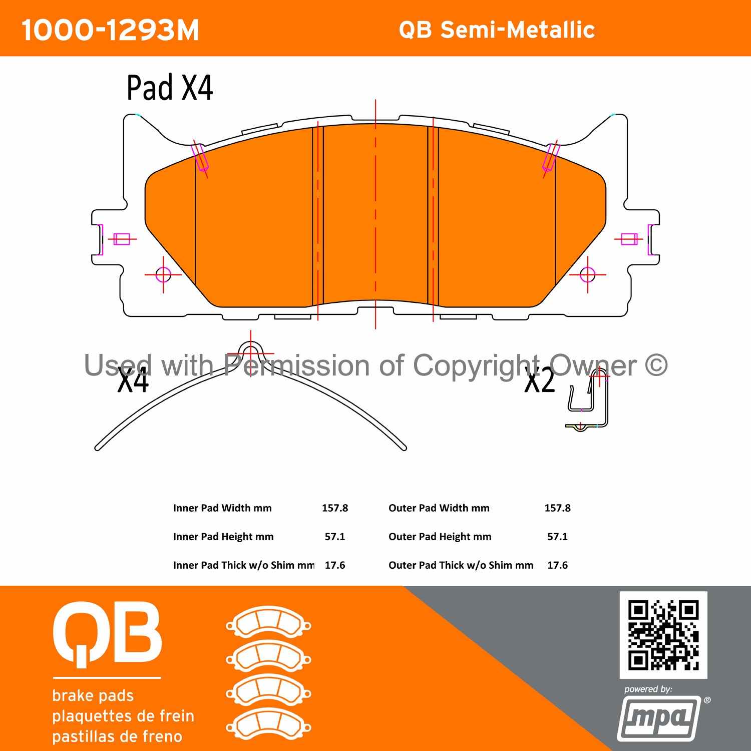 Other View of Front Disc Brake Pad Set MPA 1000-1293M