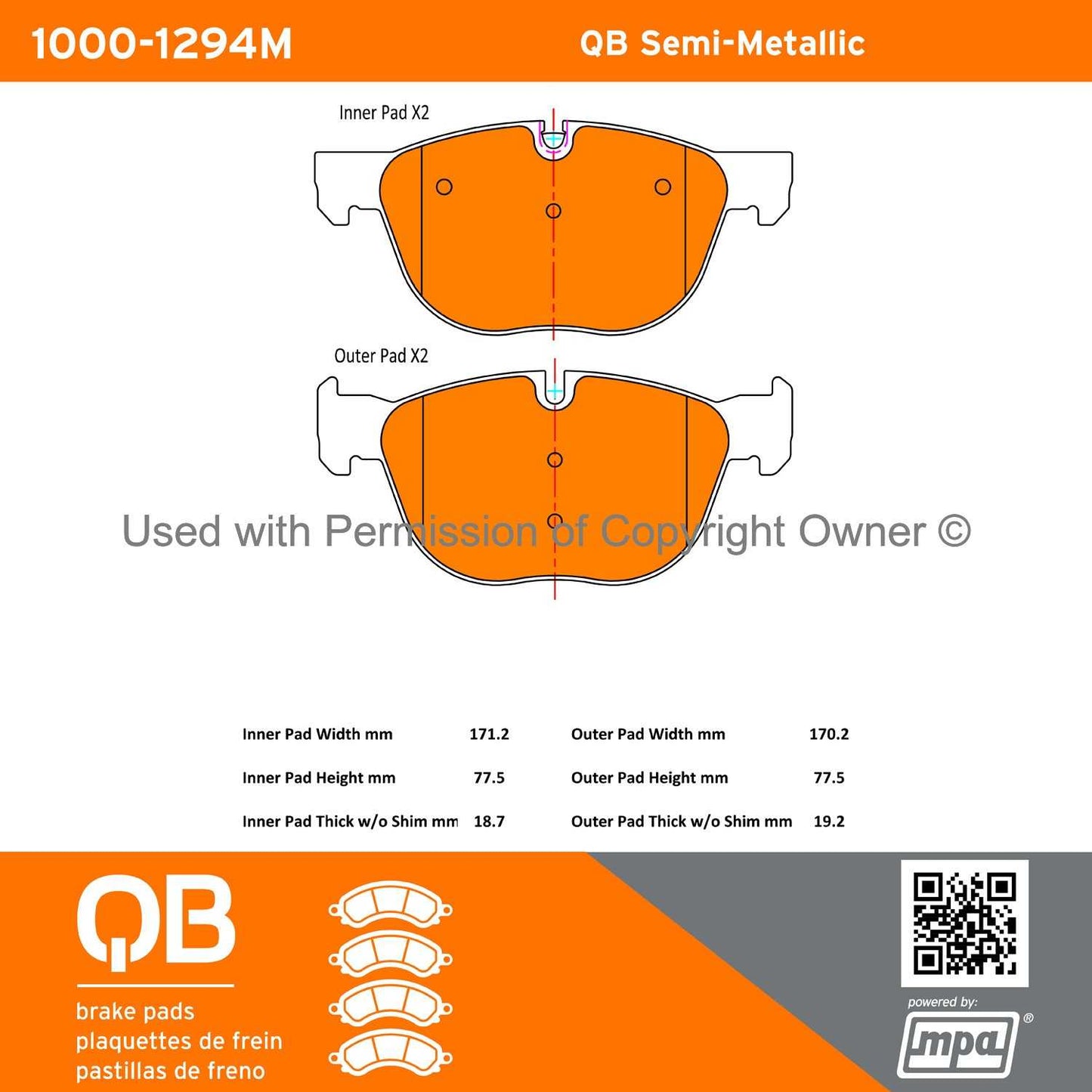 Other View of Front Disc Brake Pad Set MPA 1000-1294M