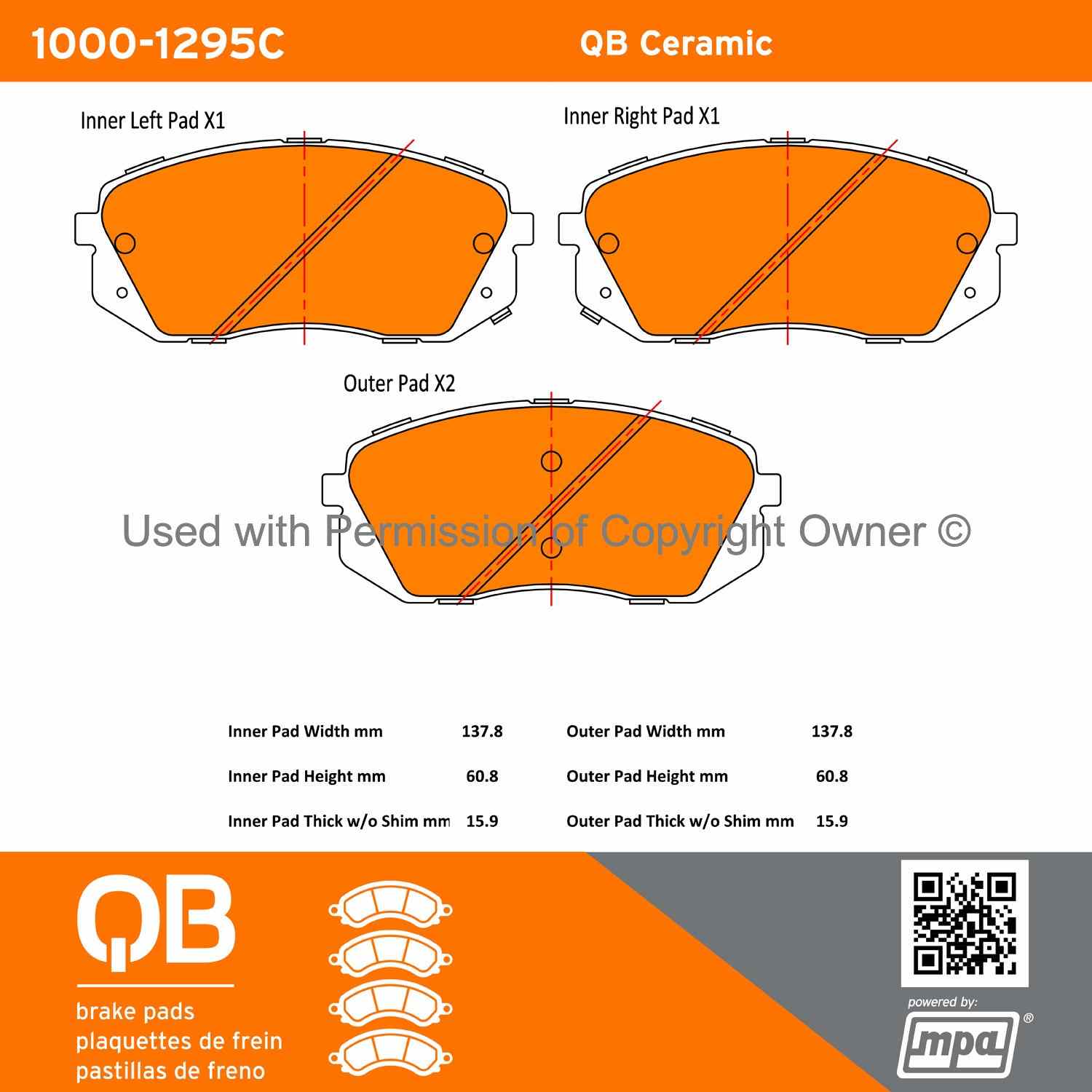 Other View of Front Disc Brake Pad Set MPA 1000-1295C