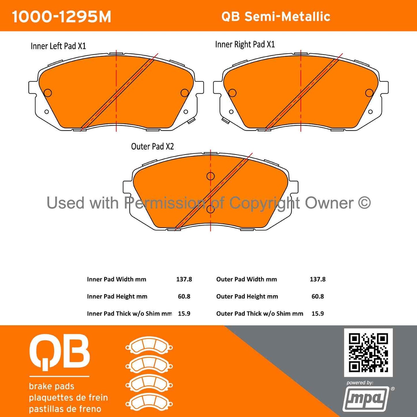 Other View of Front Disc Brake Pad Set MPA 1000-1295M