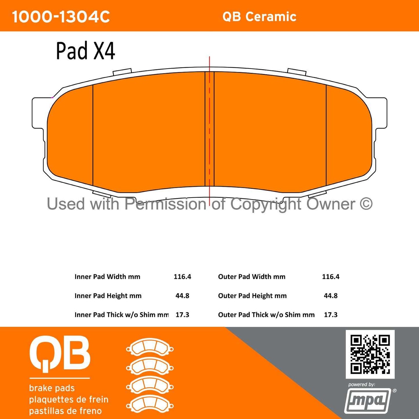 Other View of Rear Disc Brake Pad Set MPA 1000-1304C