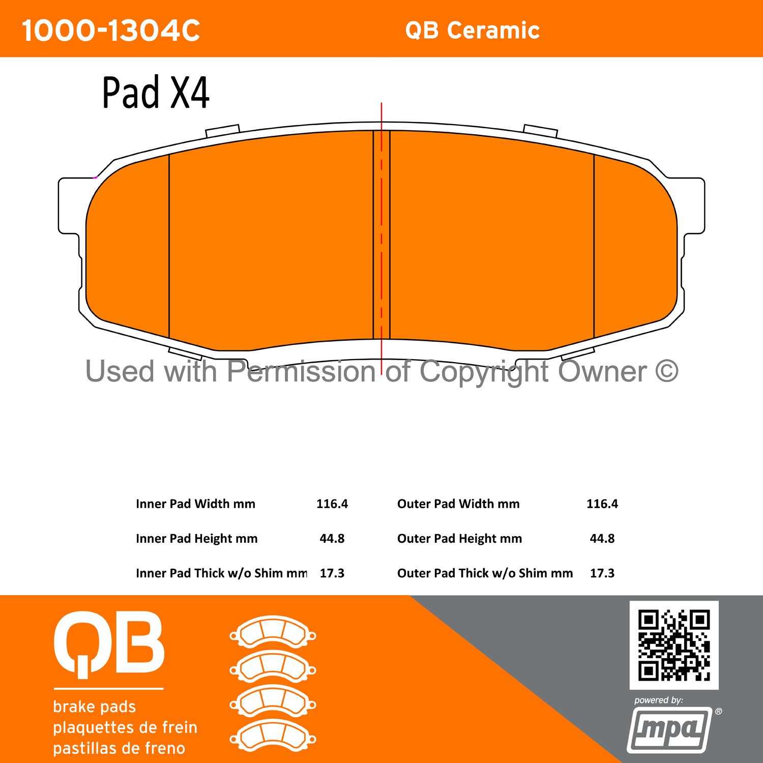 Other View of Rear Disc Brake Pad Set MPA 1000-1304C