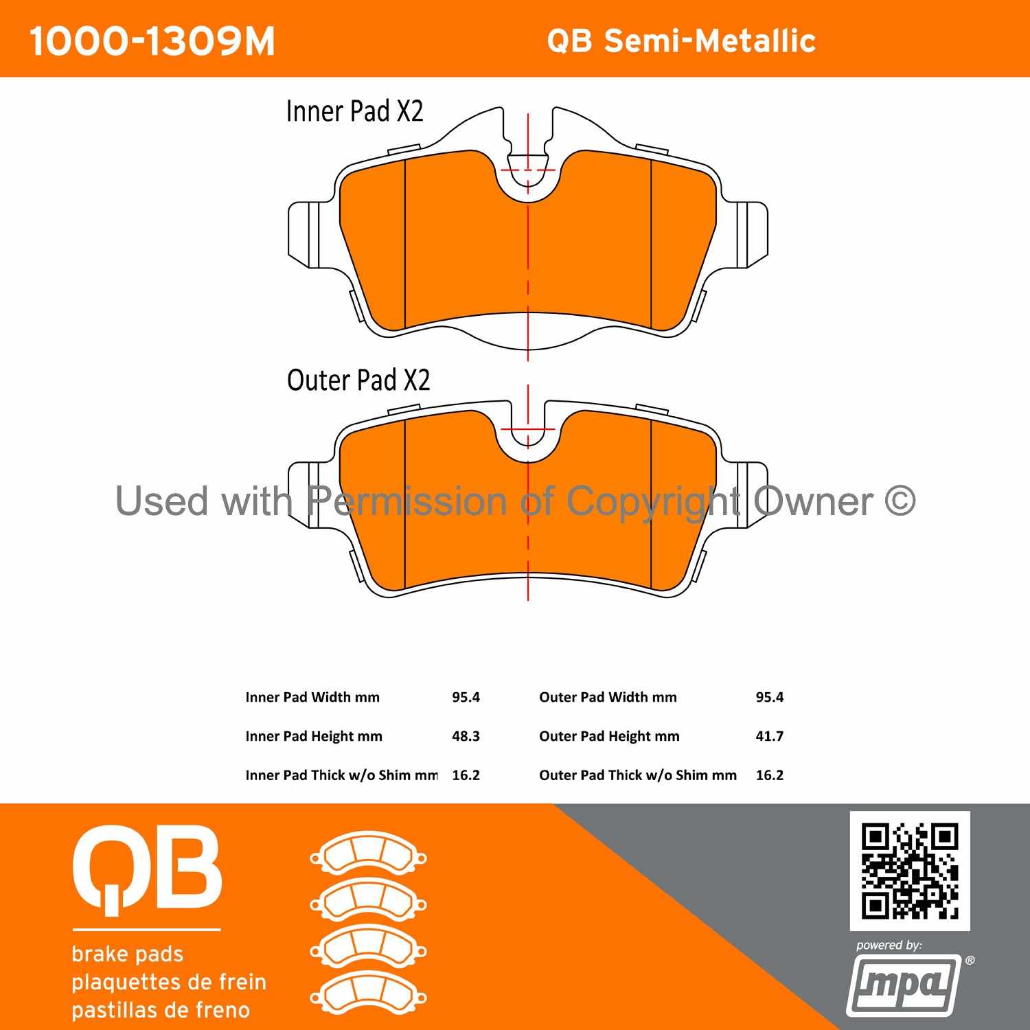 Other View of Rear Disc Brake Pad Set MPA 1000-1309M