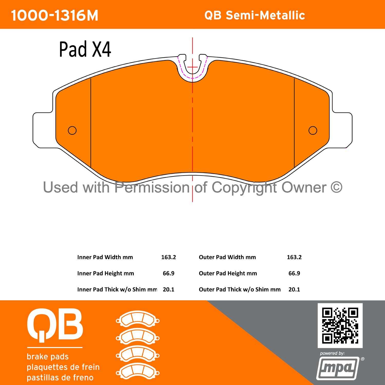 Other View of Front Disc Brake Pad Set MPA 1000-1316M