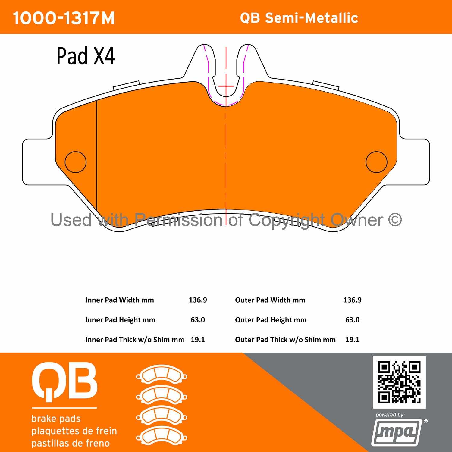 Other View of Rear Disc Brake Pad Set MPA 1000-1317M