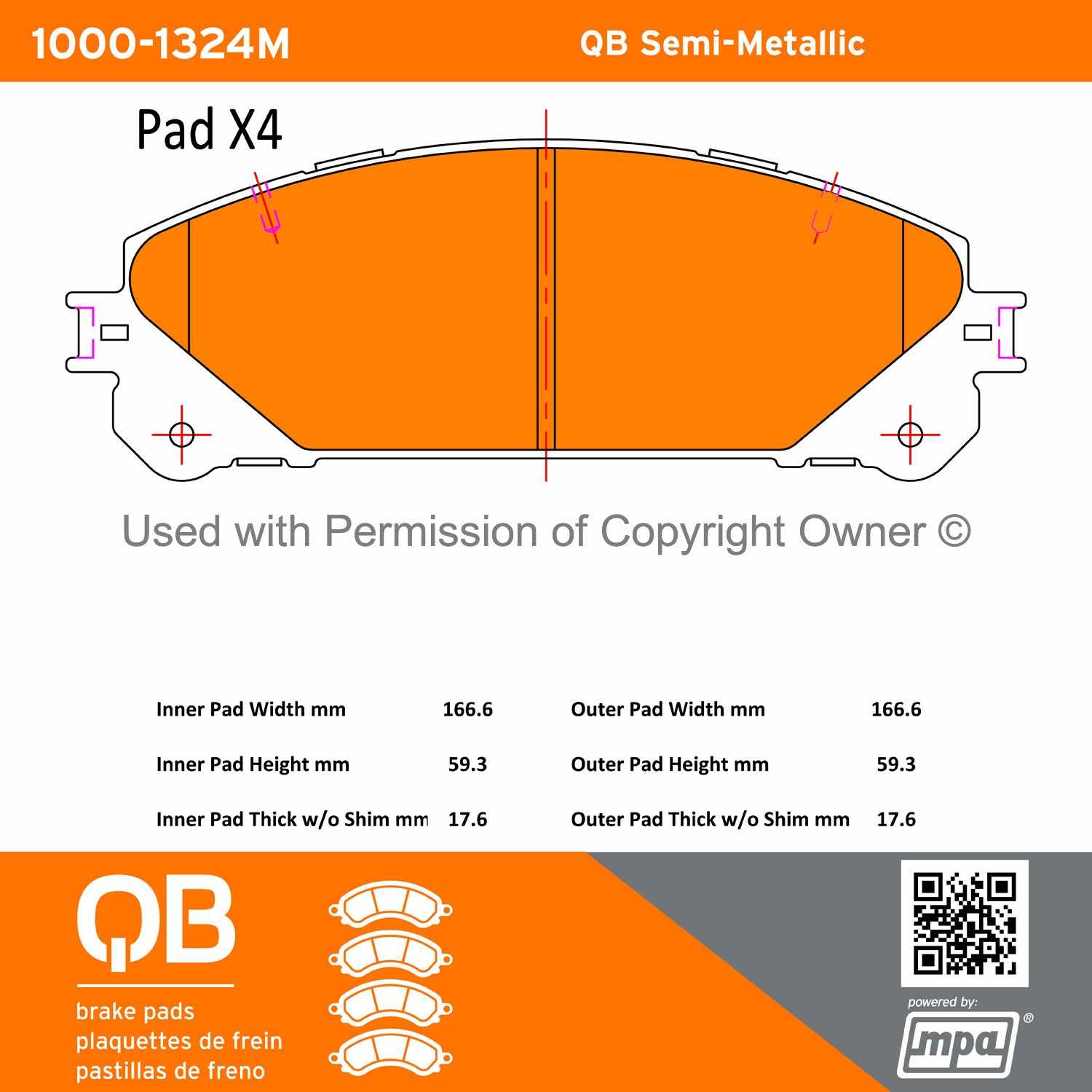 Other View of Front Disc Brake Pad Set MPA 1000-1324M