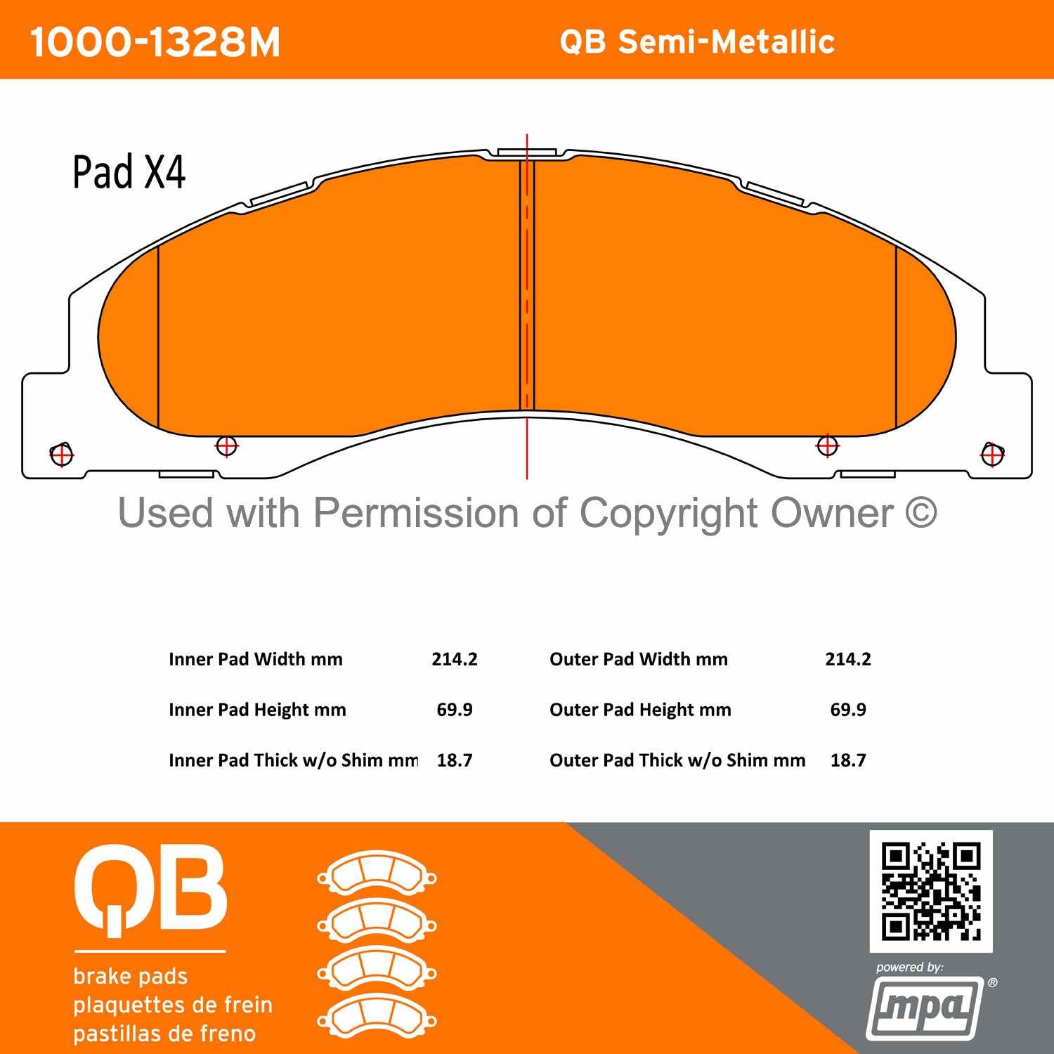 Other View of Front Disc Brake Pad Set MPA 1000-1328M