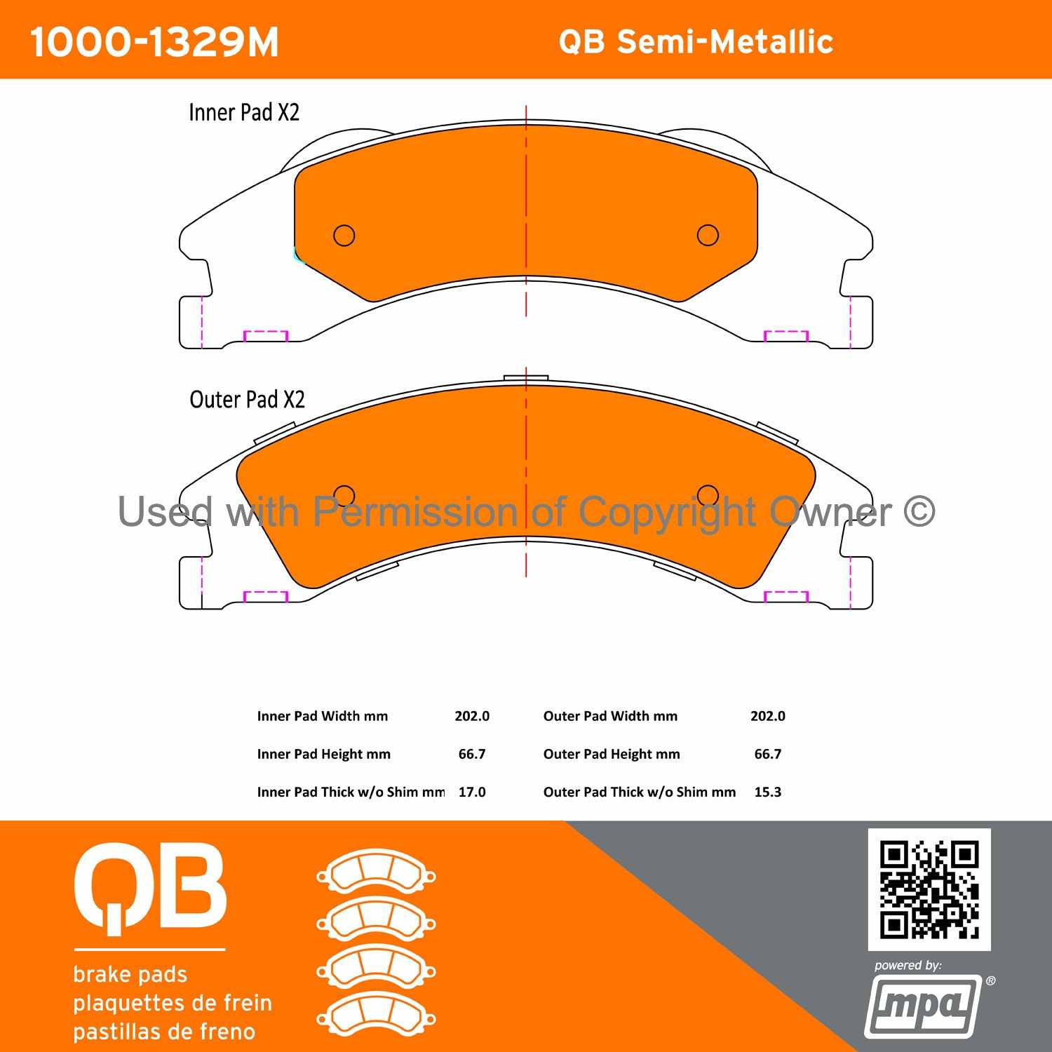 Other View of Rear Disc Brake Pad Set MPA 1000-1329M