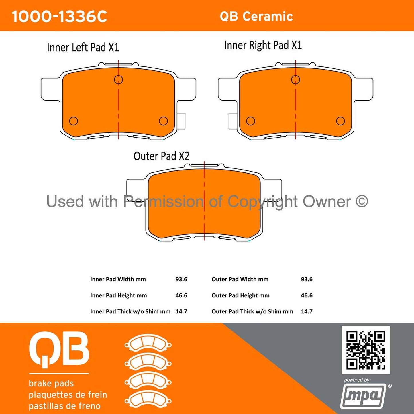 Other View of Rear Disc Brake Pad Set MPA 1000-1336C