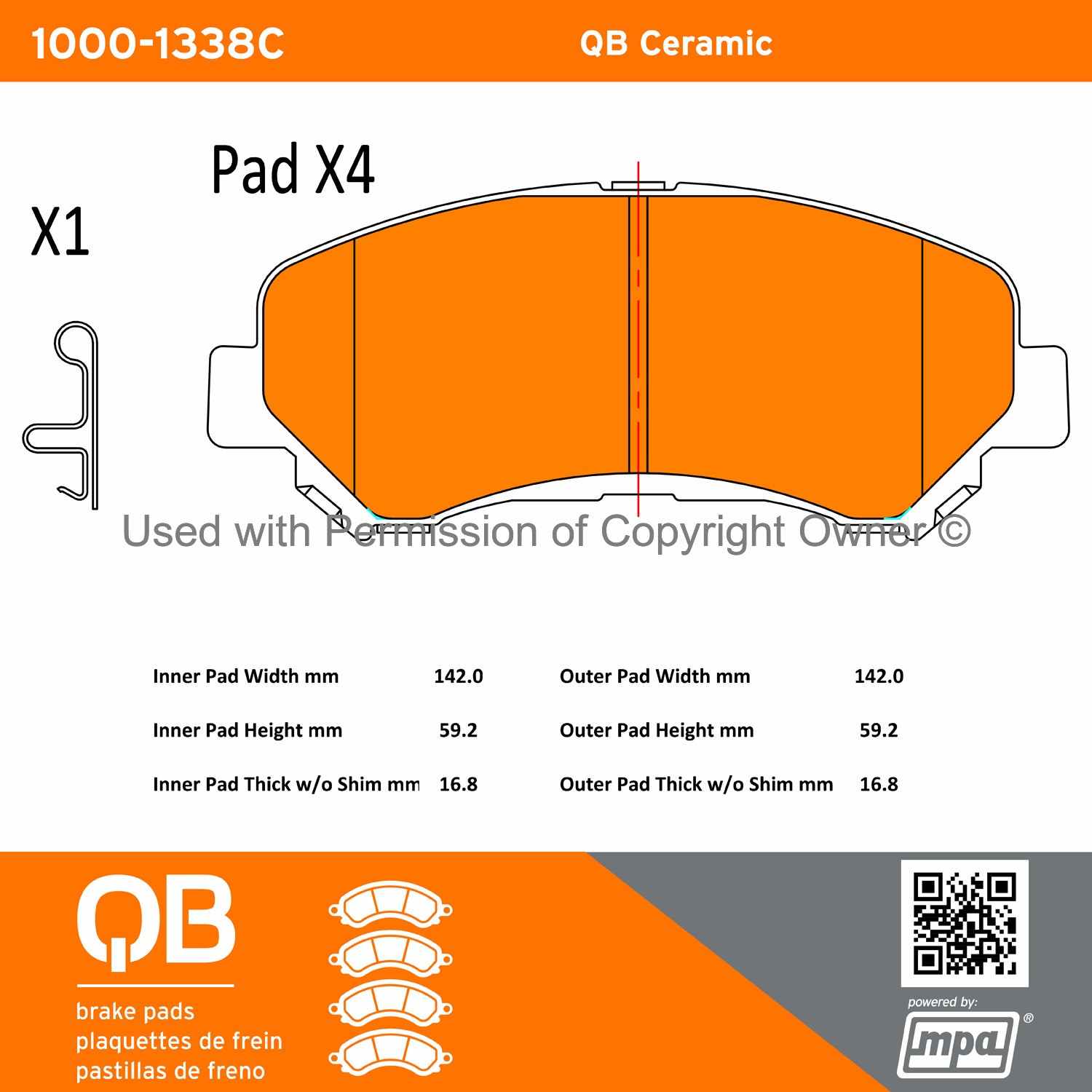 Other View of Front Disc Brake Pad Set MPA 1000-1338C