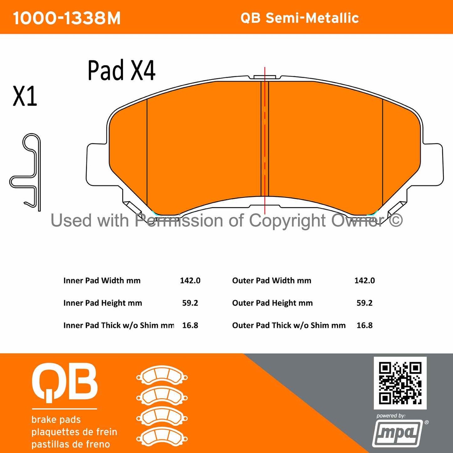 Other View of Front Disc Brake Pad Set MPA 1000-1338M