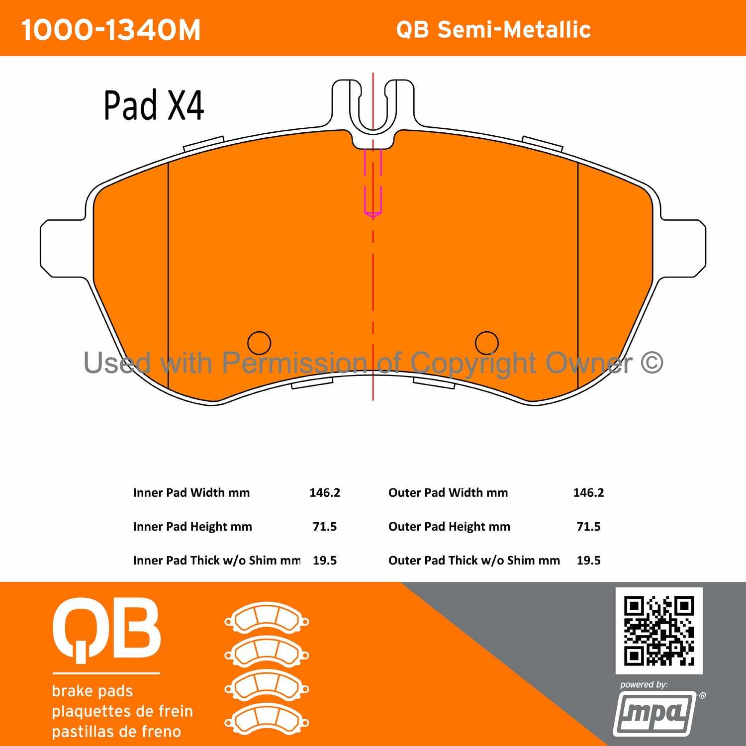 Other View of Front Disc Brake Pad Set MPA 1000-1340M