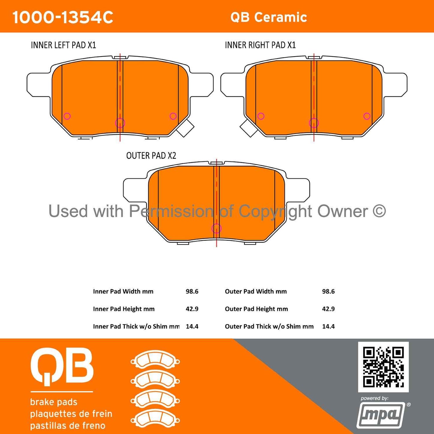 Other View of Rear Disc Brake Pad Set MPA 1000-1354C