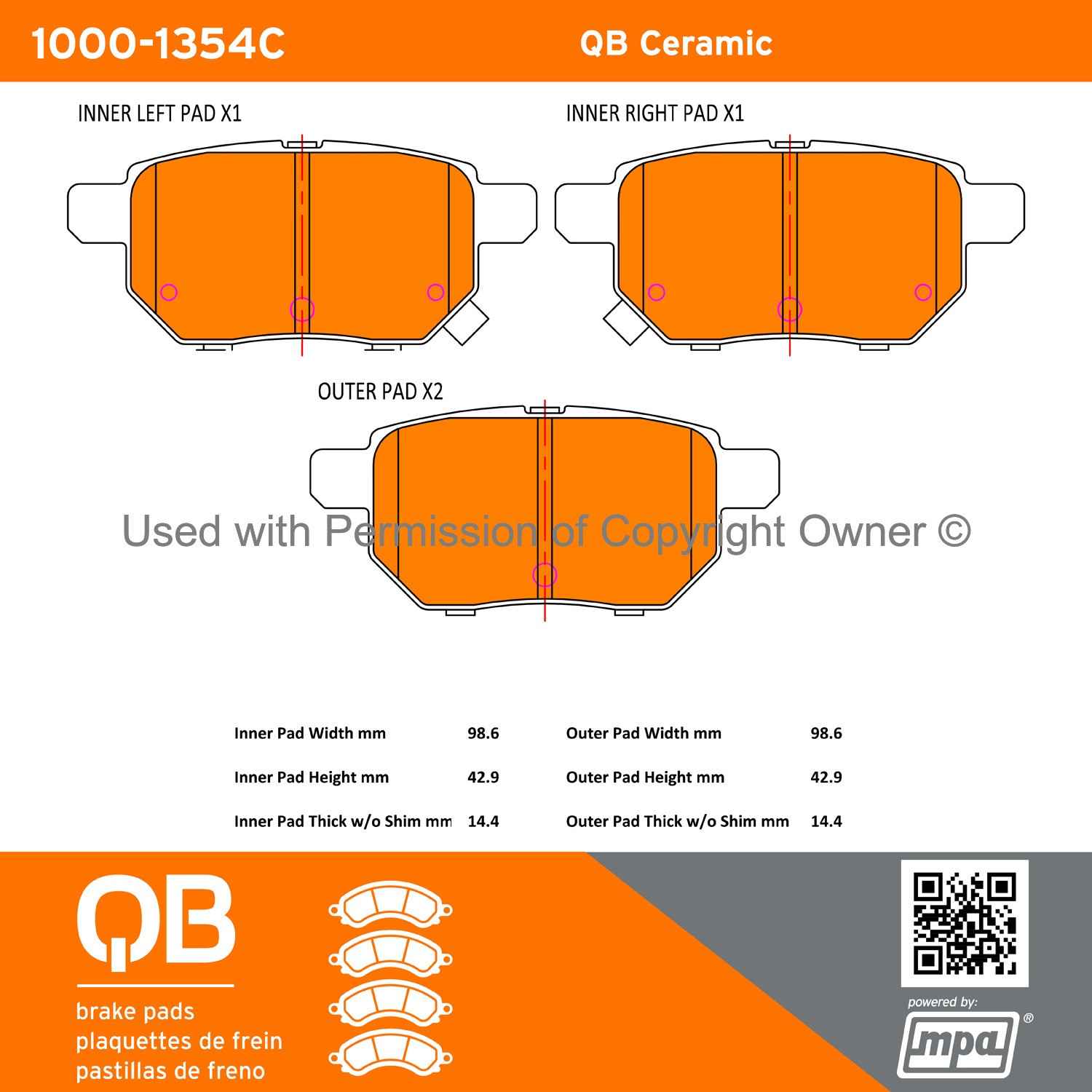 Other View of Rear Disc Brake Pad Set MPA 1000-1354C