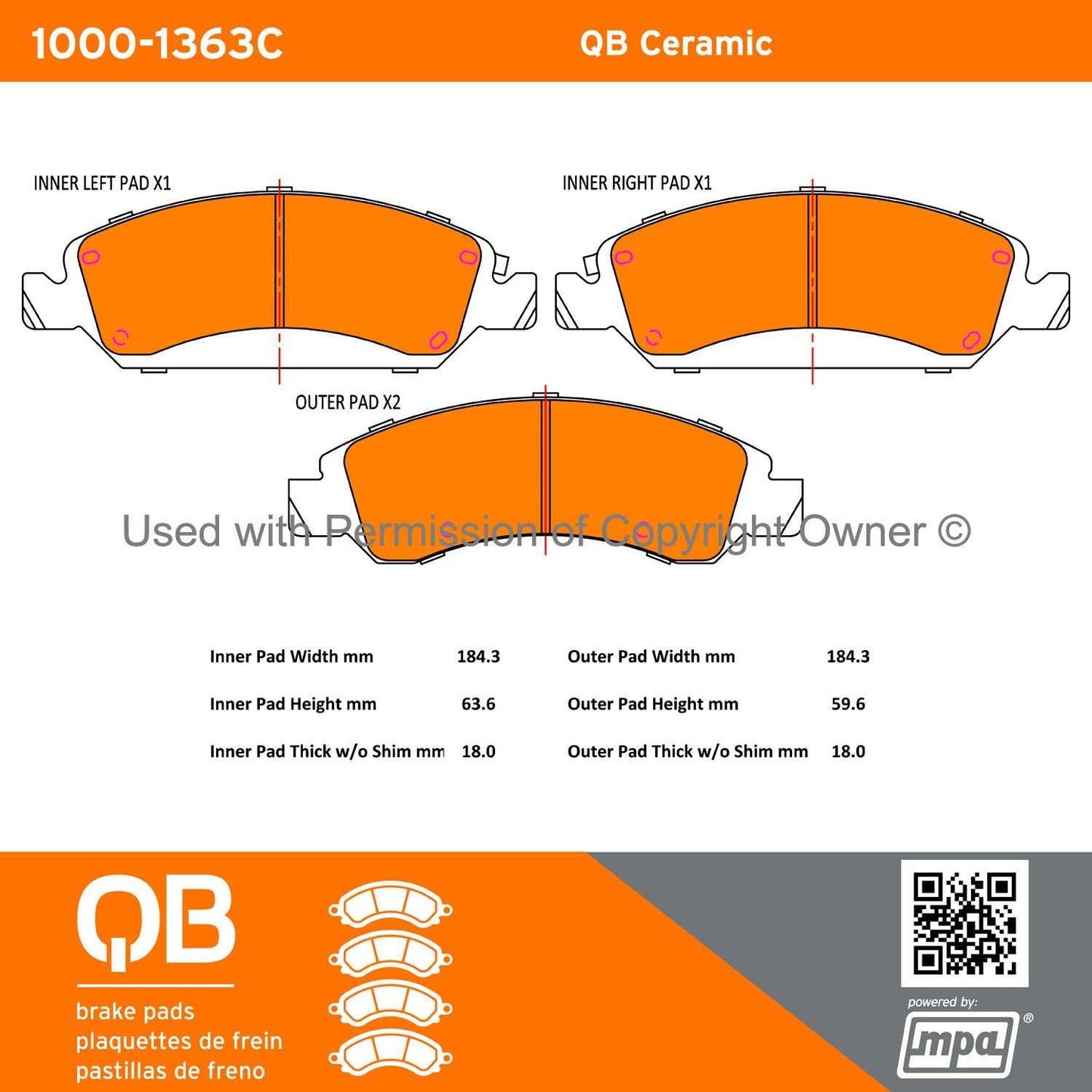 Other View of Front Disc Brake Pad Set MPA 1000-1363C