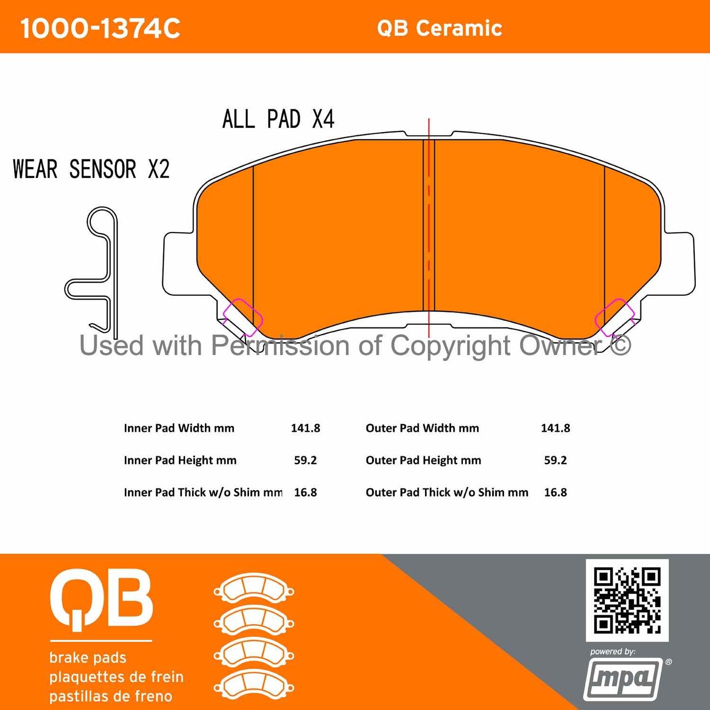 Other View of Front Disc Brake Pad Set MPA 1000-1374C