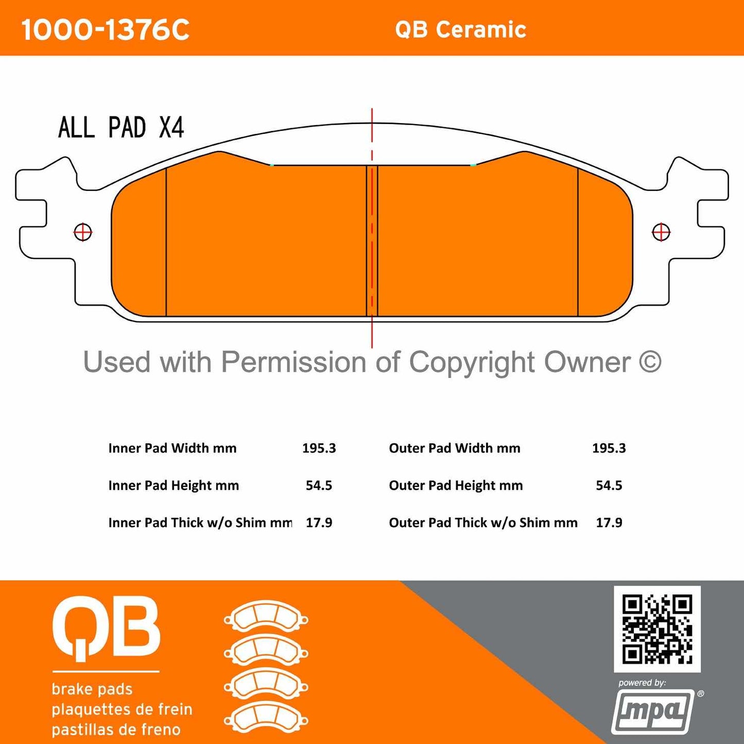 Other View of Front Disc Brake Pad Set MPA 1000-1376C