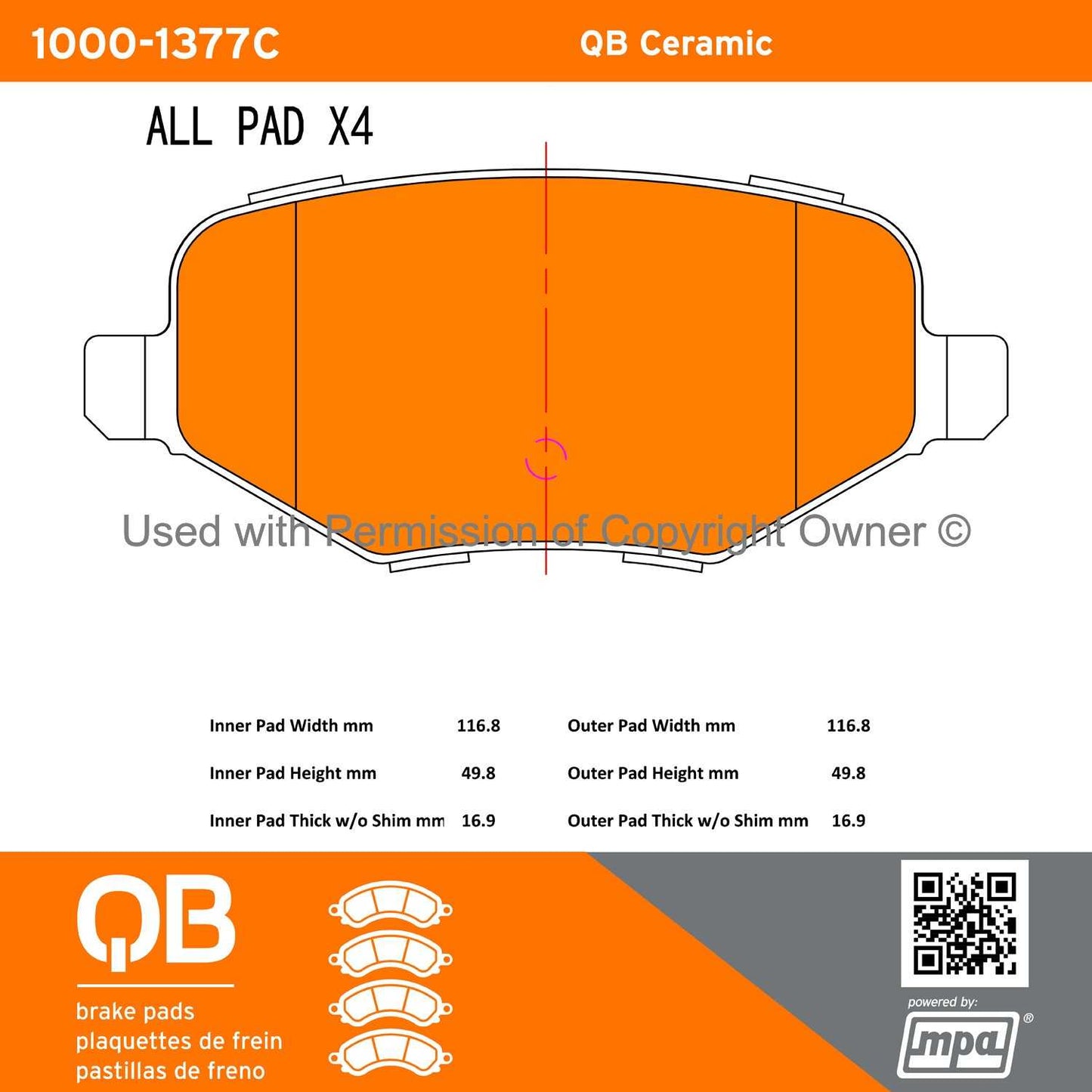 Other View of Rear Disc Brake Pad Set MPA 1000-1377C