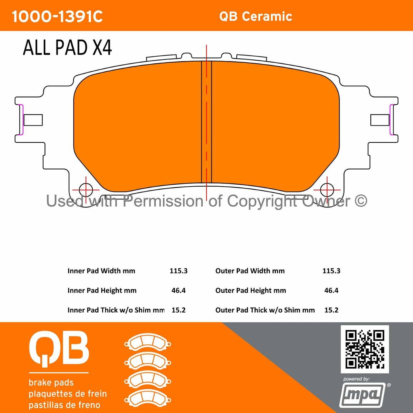 Other View of Rear Disc Brake Pad Set MPA 1000-1391C