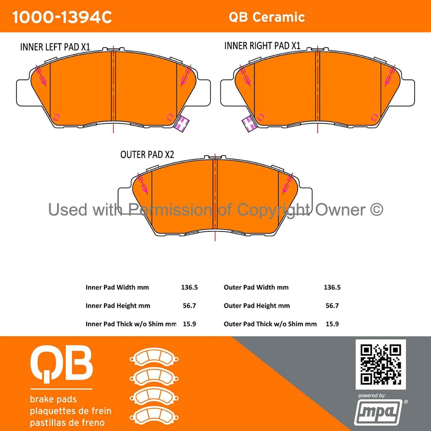 Other View of Front Disc Brake Pad Set MPA 1000-1394C